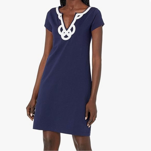 Lilly Pulitzer Womens Brewster Short Sleeve T-Shirt Dress In True Navy NEW XS - Picture 2 of 9